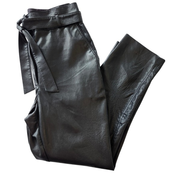Babaton Pants - Babaton Aritzia Vegan Leather Tie-Waist Tapered Pants Black Women's Size 10